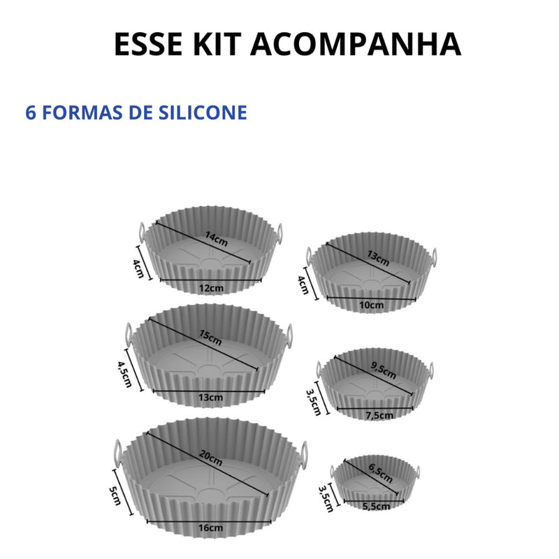 MoldeX de Silicone para AirFry - Kit com 6 Unidades